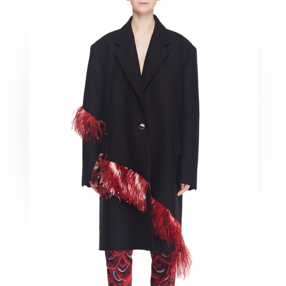 Dries Van Noten ostrich feather trimmed jacket